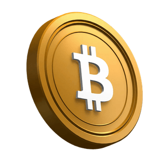 Bitcoin BTC coin angled as a visual element in the hero section